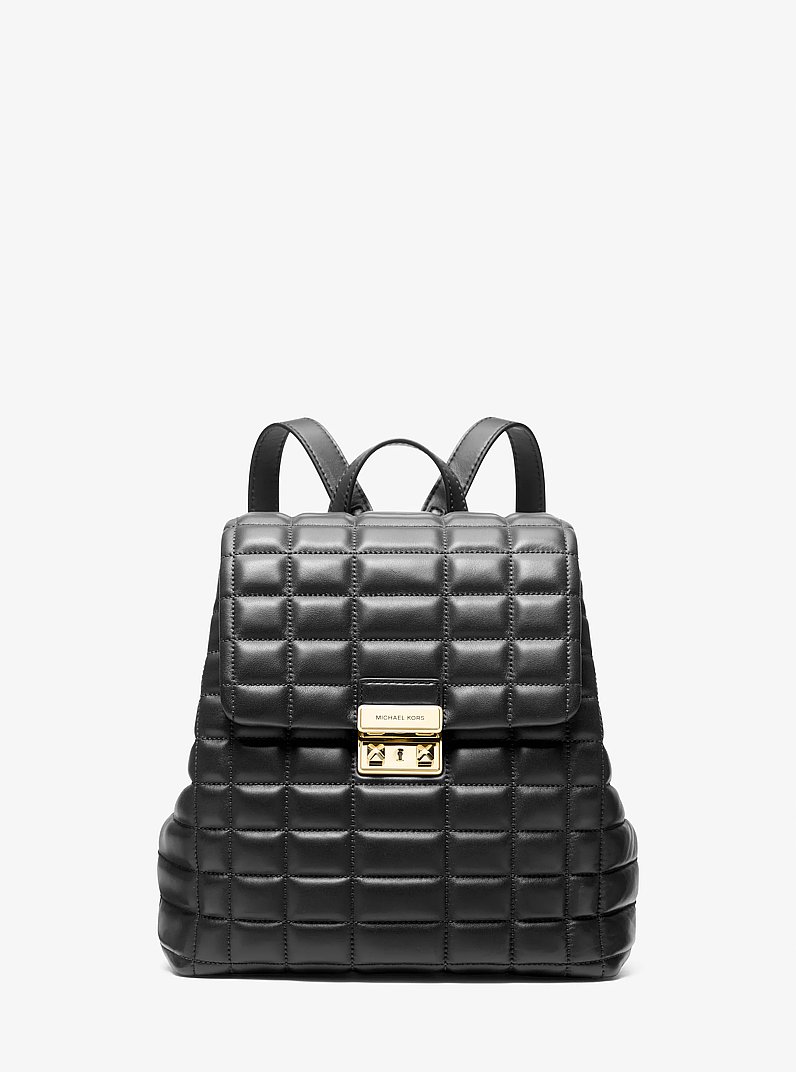 Tribeca Small Quilted Leather Backpack in BLACK | Michael Kors