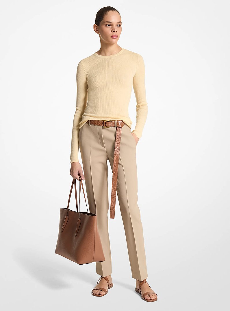 Melrose Pebbled Leather Tote Bag in SADDLE | Michael Kors