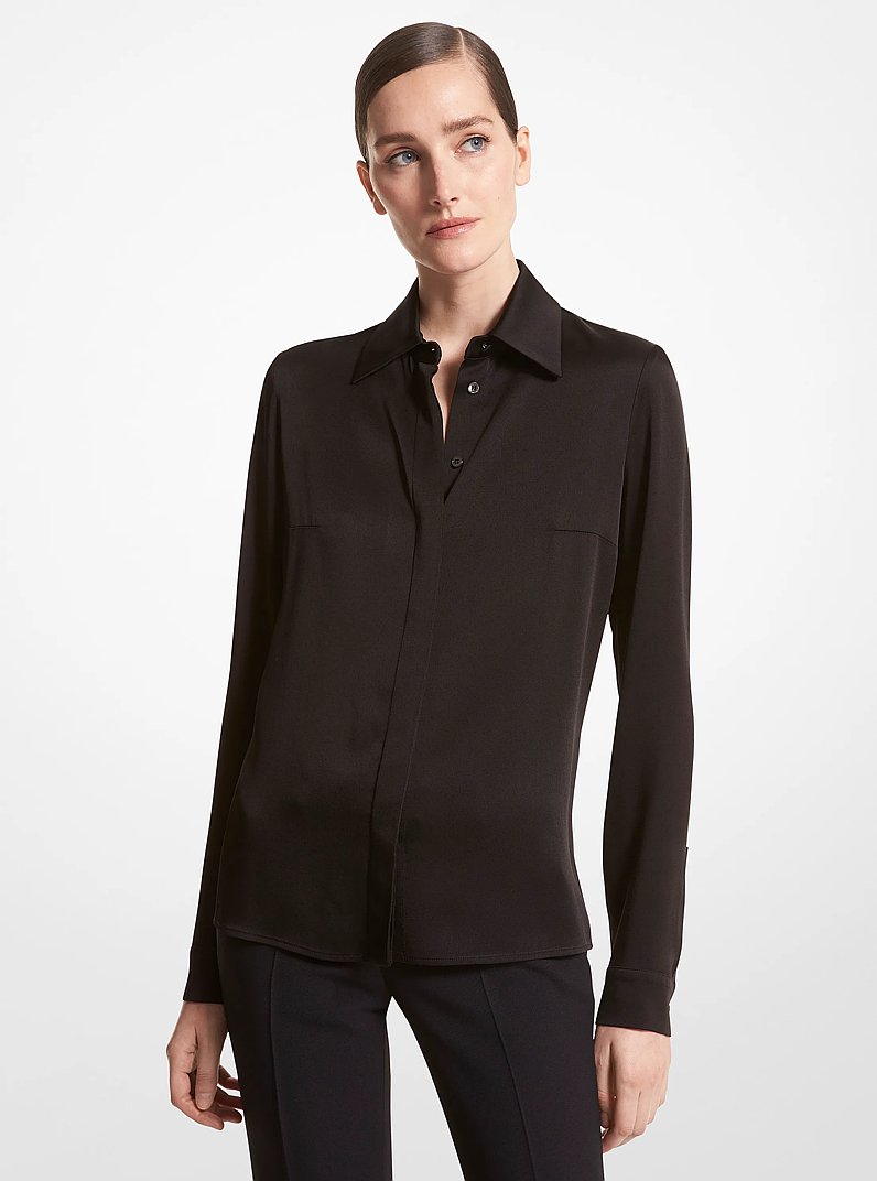 Hansen Charmeuse Shirt in BLACK | Michael Kors
