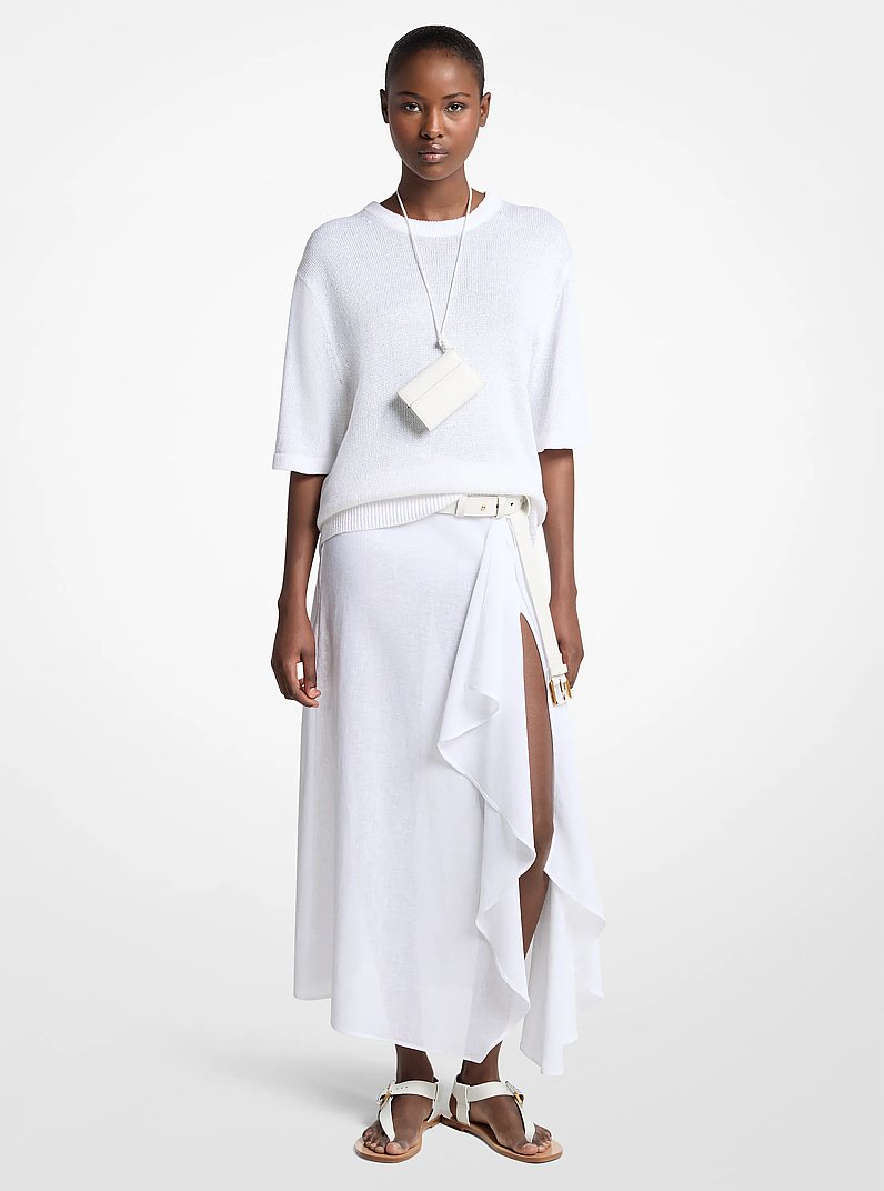 Linen Gauze Pareo Skirt in OPTIC WHITE | Michael Kors