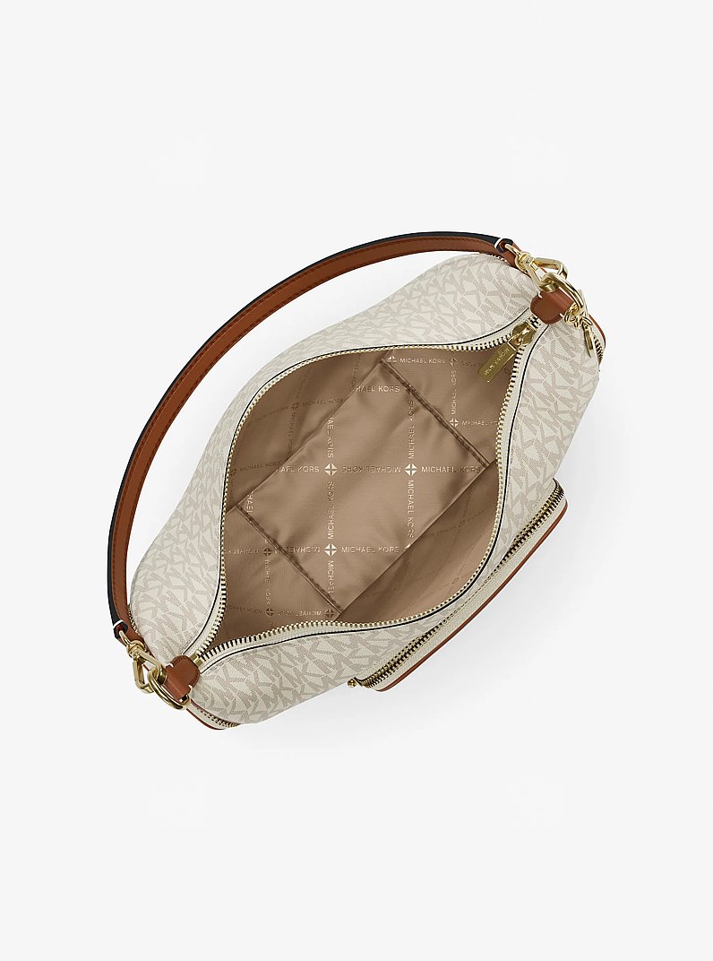 Merritt Medium Signature Logo Convertible Shoulder Bag in VANILLA | Michael Kors