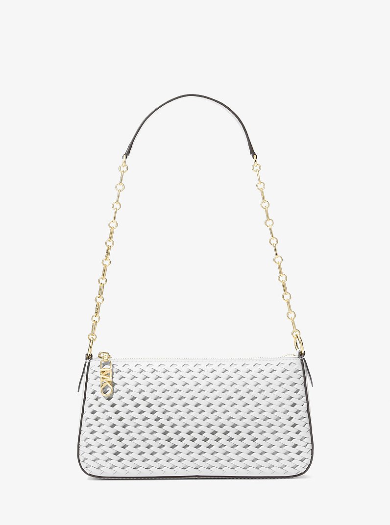 Empire Medium Woven Leather Chain-Link Pochette