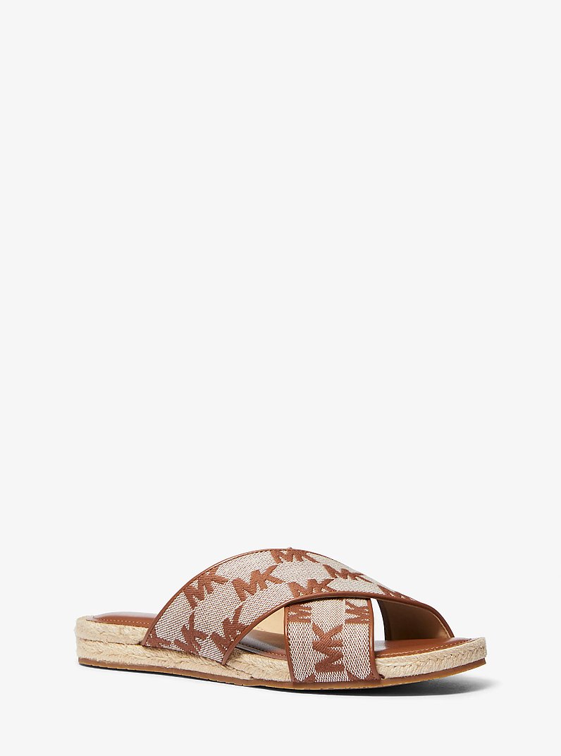 Jolie Logo Jacquard Espadrille Sandal in LUGGAGE | Michael Kors