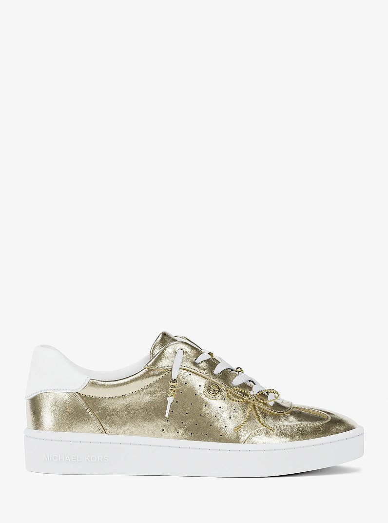 Scotty Embellished Metallic Leather Sneaker in PALE GOLD | Michael Kors