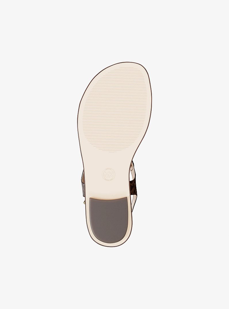 Signature Logo Plate Sandal in BROWN | Michael Kors