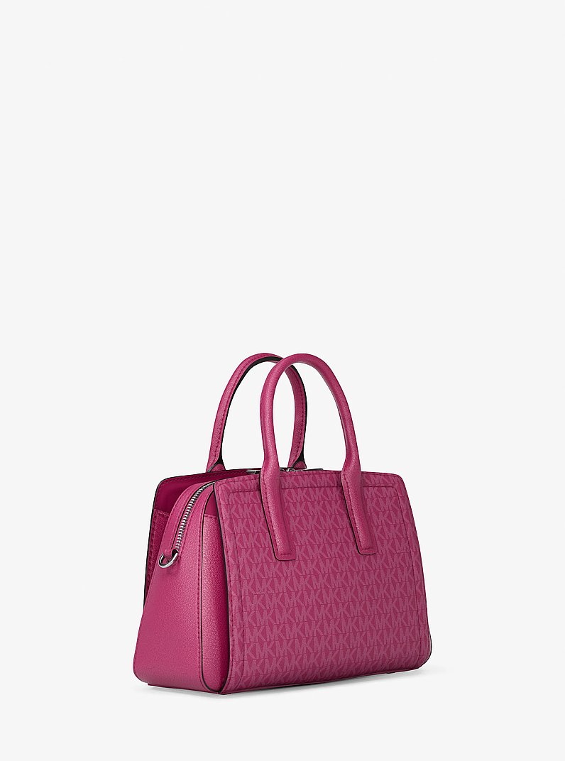 Laila Small Signature Logo Satchel in RASPBERRY | Michael Kors