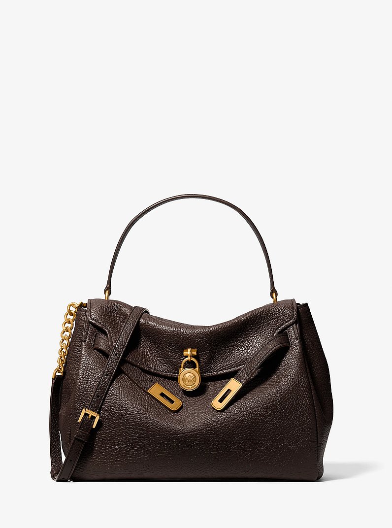 Hamilton Large Textured Leather Slouchy Satchel in CHOCOLATE | Michael Kors