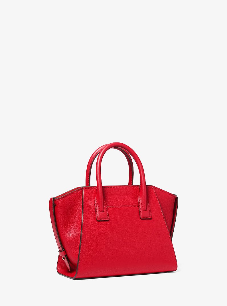 Avril Small Leather Top-Zip Satchel in BRIGHT RED | Michael Kors