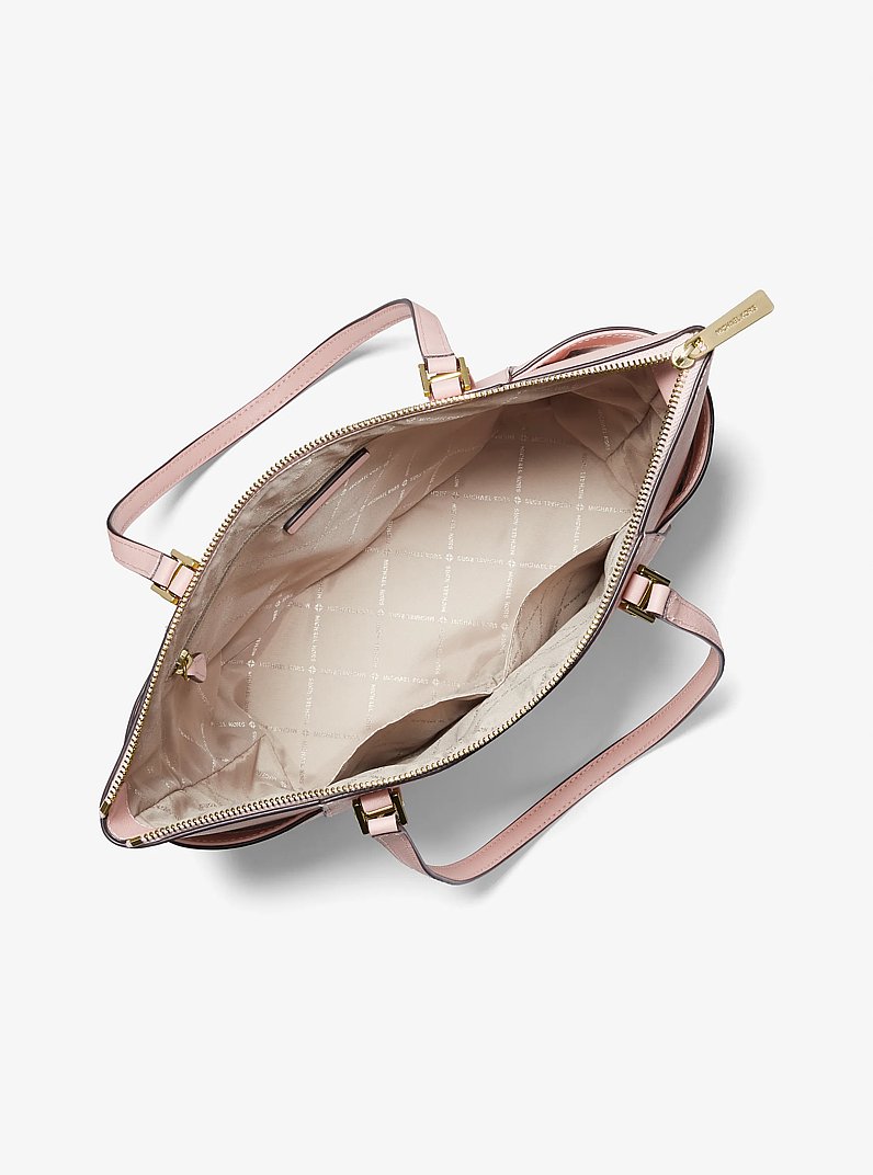 Bolso tote Charlotte grande de piel saffiano con cremallera superior in ROS&Aacute;CEO POLVORIENTO | Michael Kors