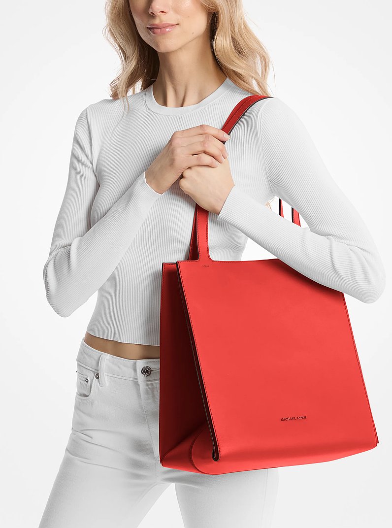 Jordi Large Leather Tote Bag in BURNT SIENNA | Michael Kors