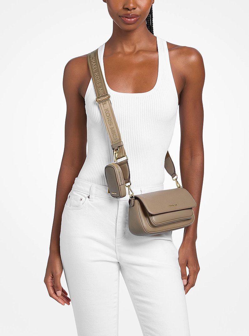 Jet Set Travel Small Pebbled Leather Crossbody Bag With Pouch in CAMEL | Michael Kors