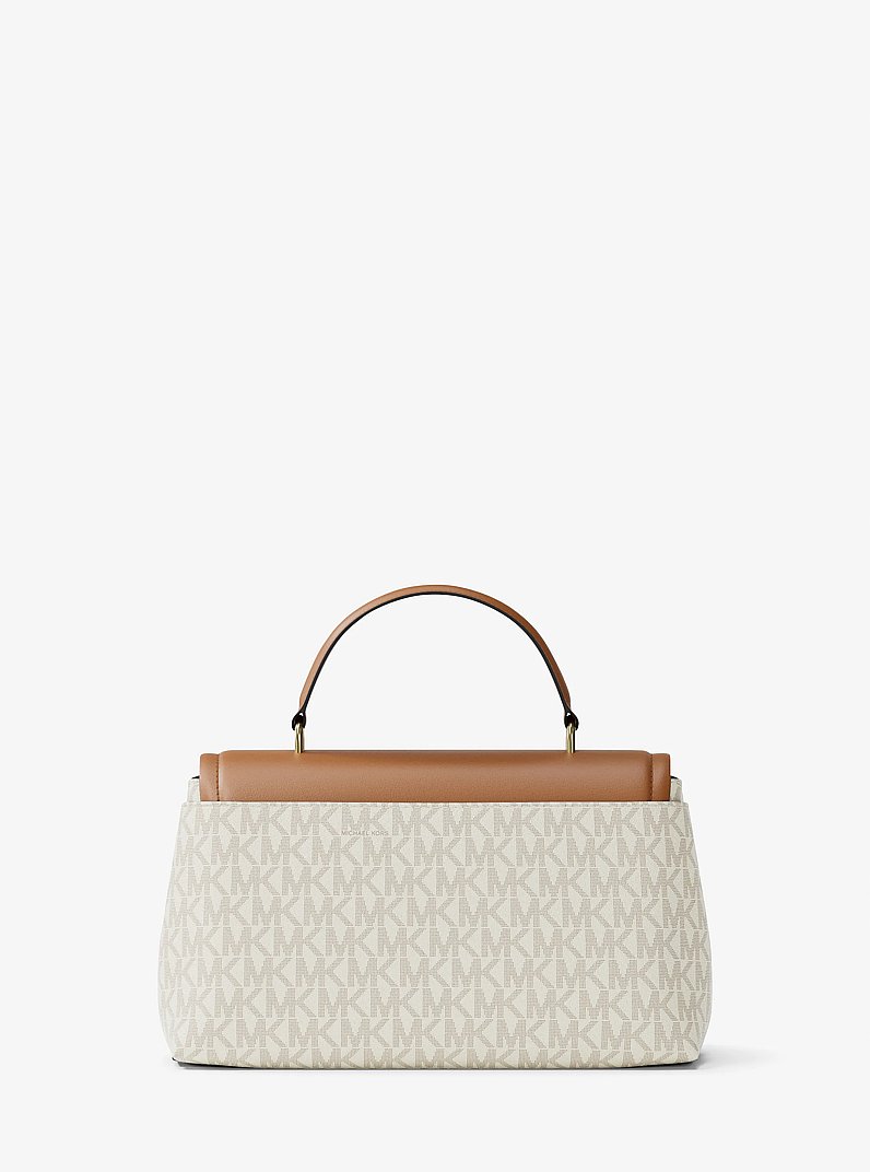 Tribeca Extra-Small Signature Logo Satchel in VANILLA/ACORN | Michael Kors