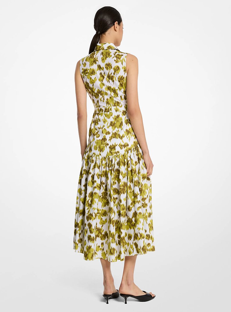Floral Cotton Poplin Shirtdress in MOSS/OPTIC WHITE | Michael Kors