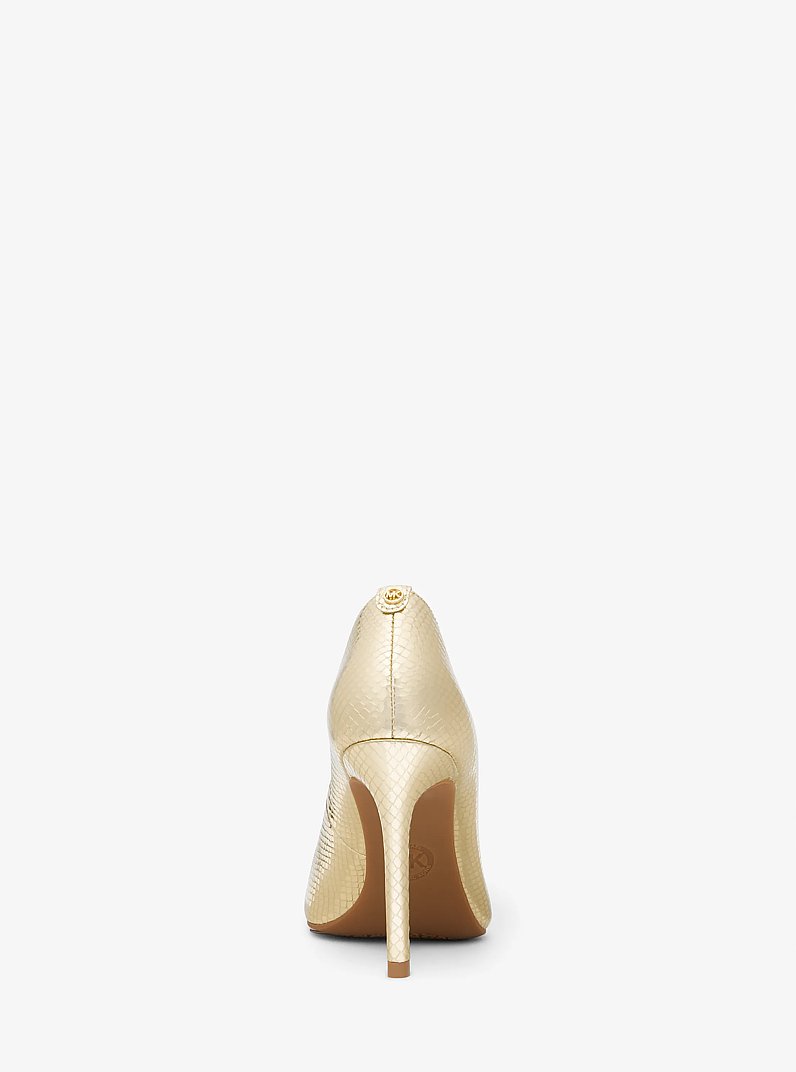 Alina Flex Metallic Snake Embossed Leather Pump in PALE GOLD | Michael Kors