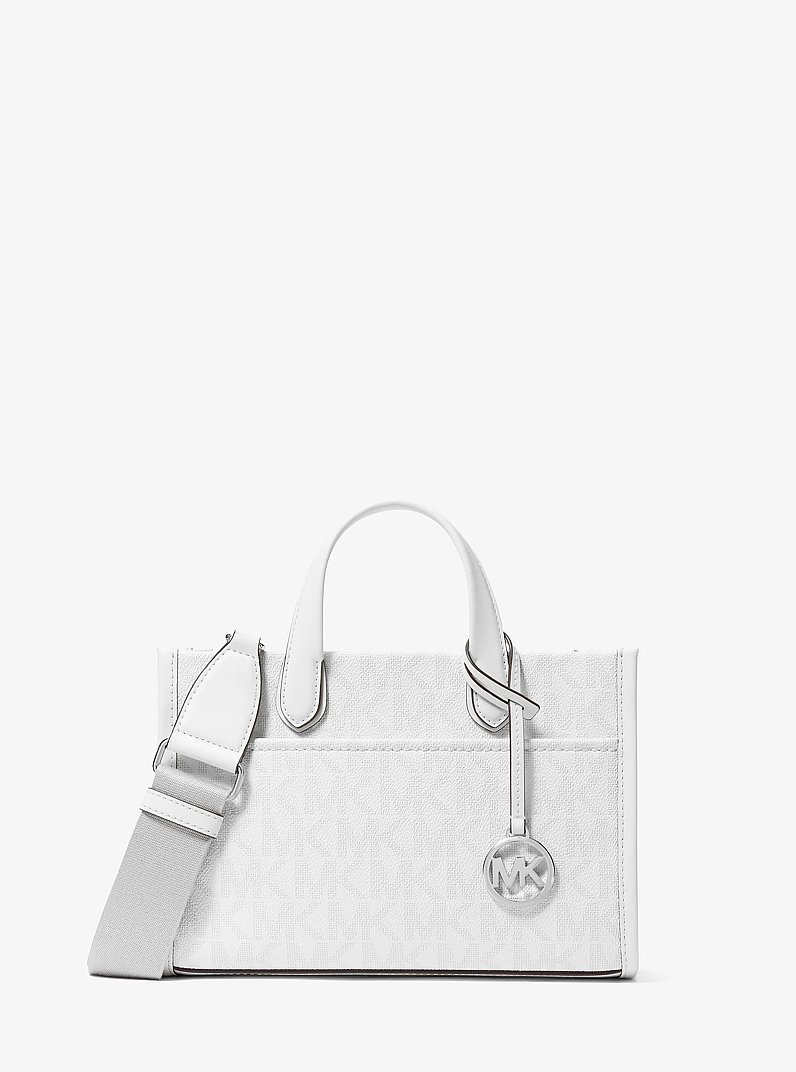 Messenger-Tasche Gigi Small mit Signature-Logomuster in OPTIC WHITE/ALUMINIUM | Michael Kors
