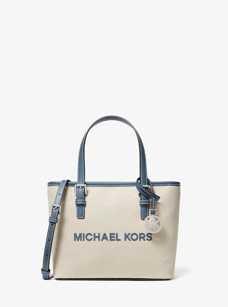 MICHAEL KORS トートバッグ ベージュ/ブルー Jet Set Travel Extra-Small Canvas Top-Zip Tote Bag | Michael Kors [US]
