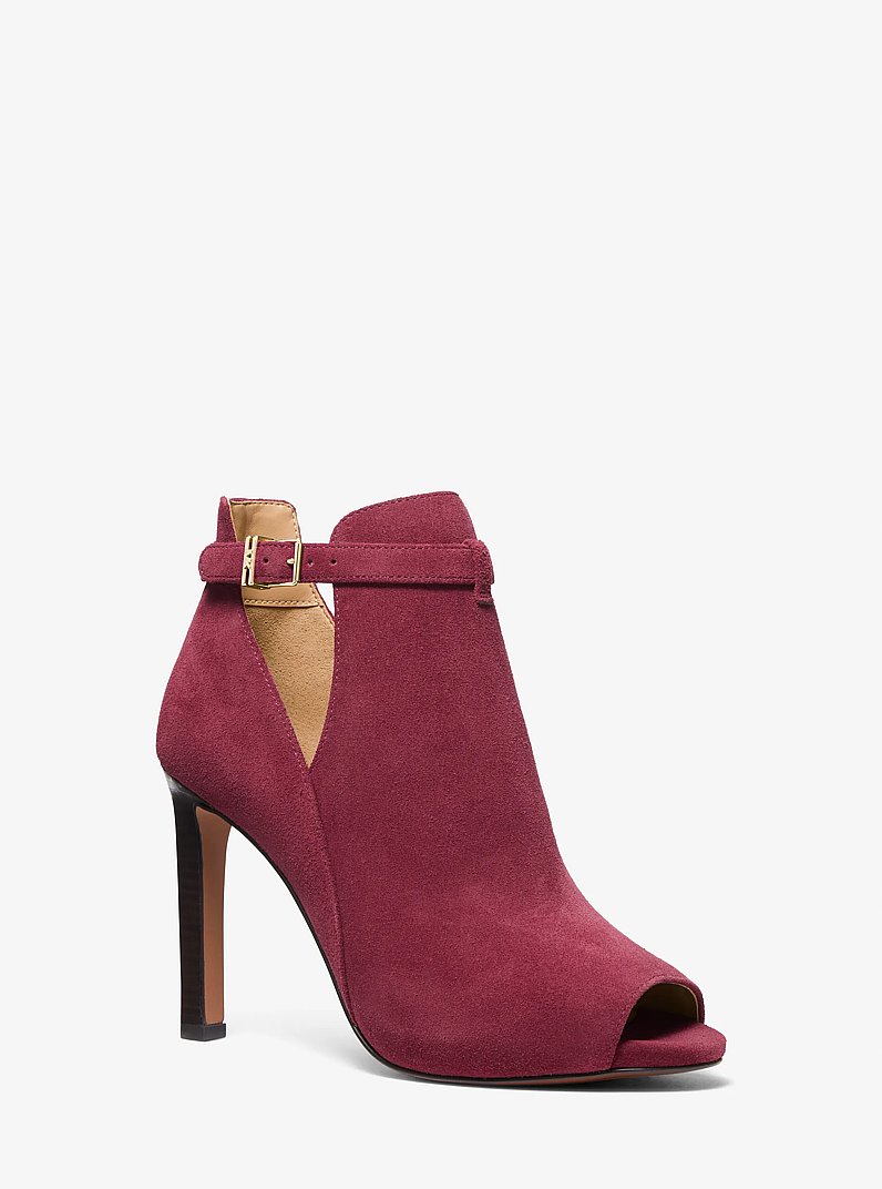 Lawson Suede Open-Toe Ankle Boot in MULBERRY | Michael Kors