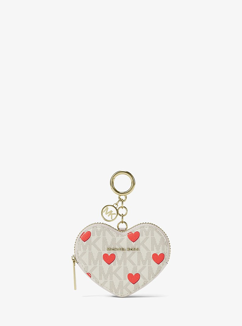 Jet Set Small Printed Signature Logo Heart Coin Pouch in LT CRM MULTI | Michael Kors