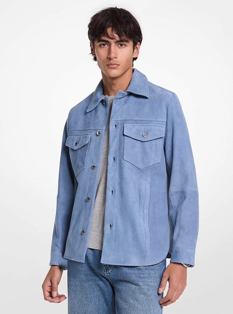 Chaqueta camisera en gamuza in CHAMBRAY OSCURO | Michael Kors