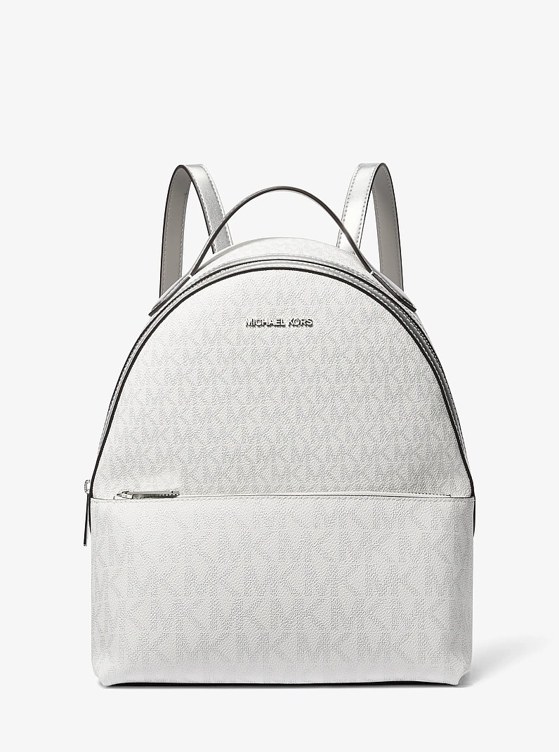 Sheila Medium Logo Backpack in SILVER | Michael Kors