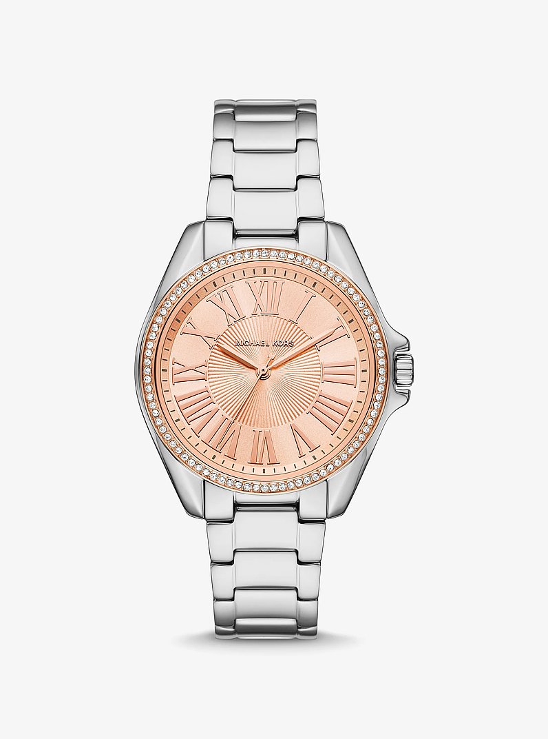Kaycie Pav&eacute; Silver-Tone Watch in TWO TONE | Michael Kors