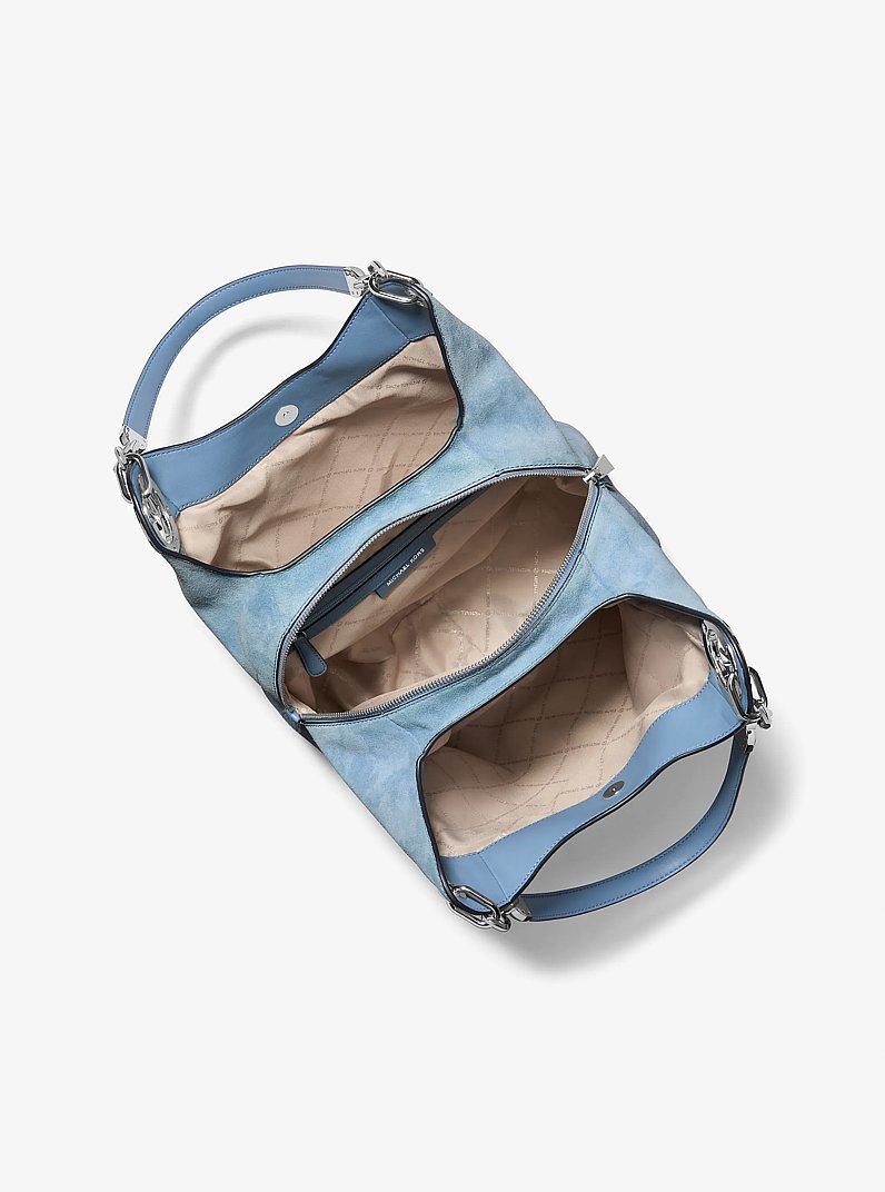 Lillie Large Suede Shoulder Bag in CHAMBRAY | Michael Kors