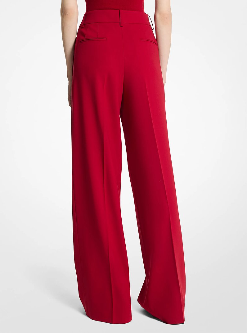 Stretch Wool Pleated Slouch Trousers in RUBY | Michael Kors