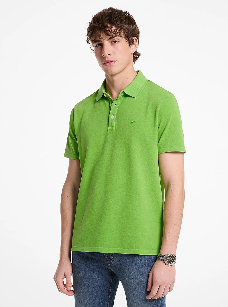 Cotton Piqu&eacute; Polo Shirt in JUNGLE | Michael Kors