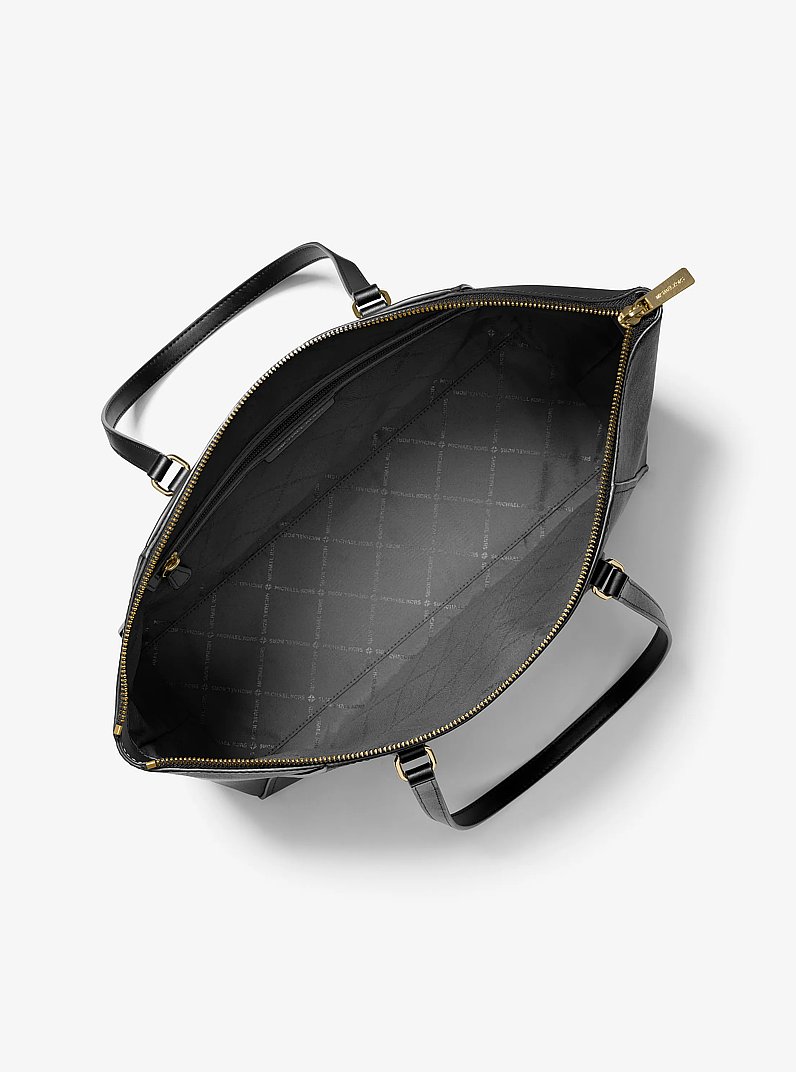 Lorita Large Saffiano Leather Tote Bag in BLACK | Michael Kors