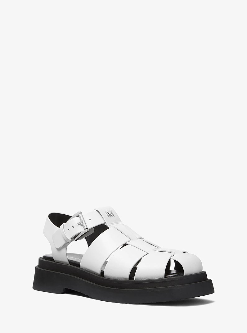 Indy Fisherman Leather Sandal in OPTIC WHITE | Michael Kors