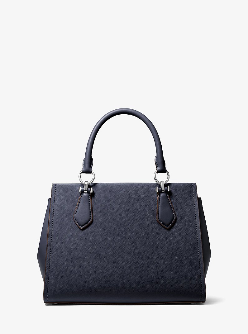 Marilyn Medium Saffiano Leather Satchel in NAVY | Michael Kors