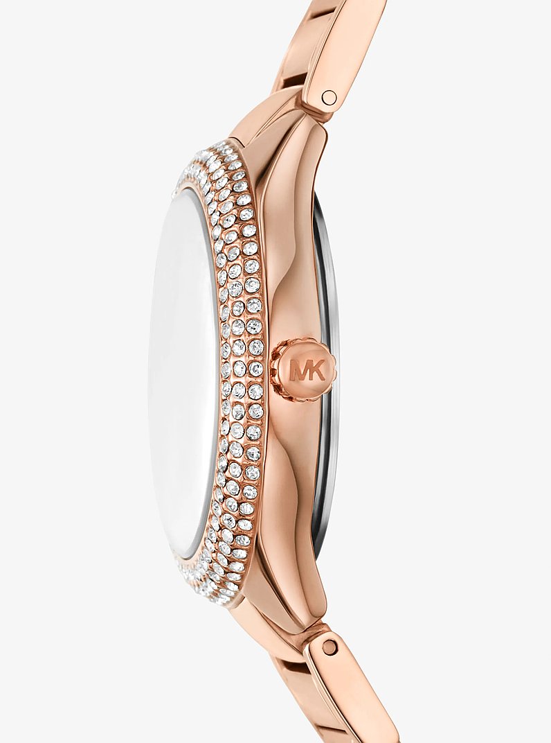 Mini Sylvia Pav&eacute; Rose Gold-Tone Watch in ROSE GOLD | Michael Kors