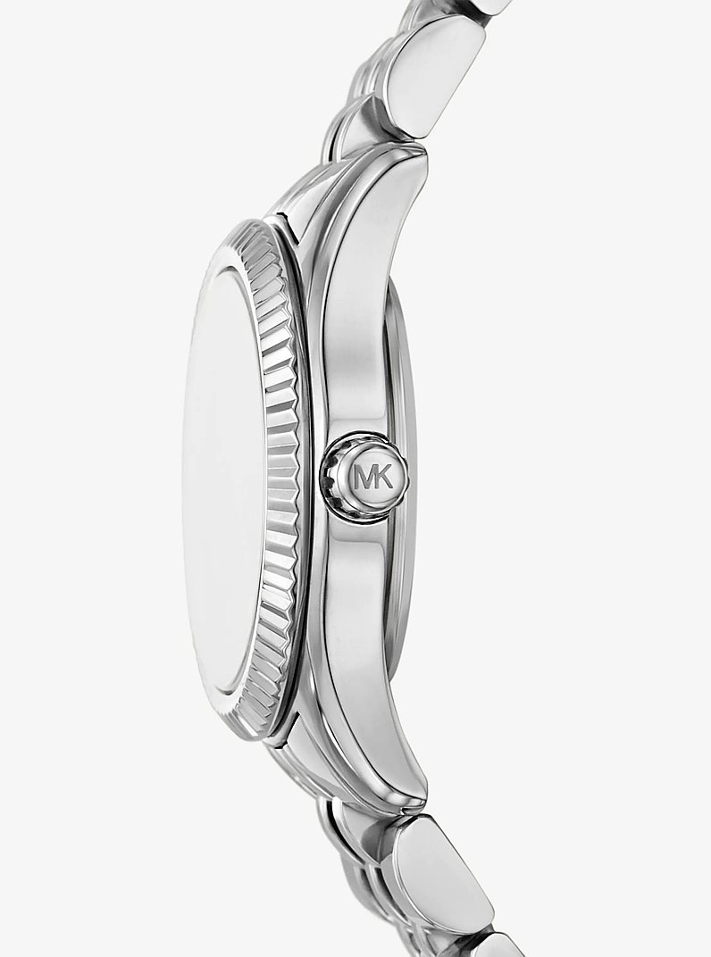 Petite Lexington Pav&eacute; Silver-Tone Watch in SILVER | Michael Kors