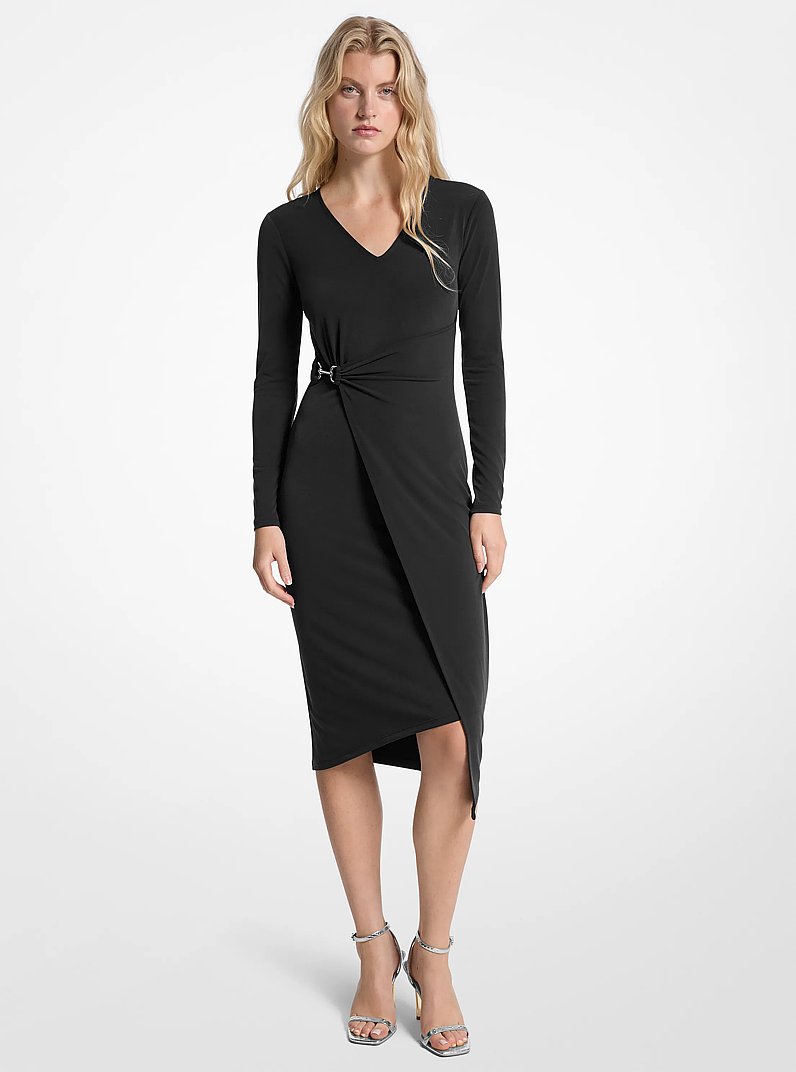 michael kors green wrap dress Michael Kors Women's Surplice V-Neck Short Flutter Dress Medium, Blue main image 0