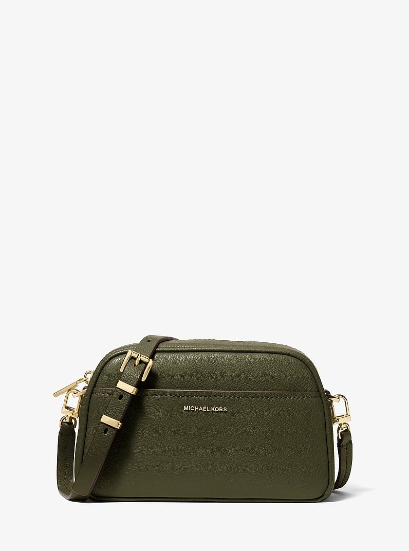 Jet Set Small Leather Camera Crossbody Bag in IVY | Michael Kors