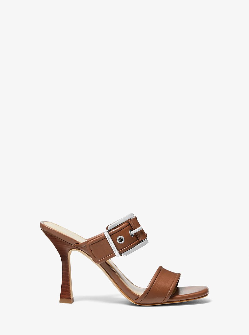 Colby Leather Sandal in LUGGAGE | Michael Kors