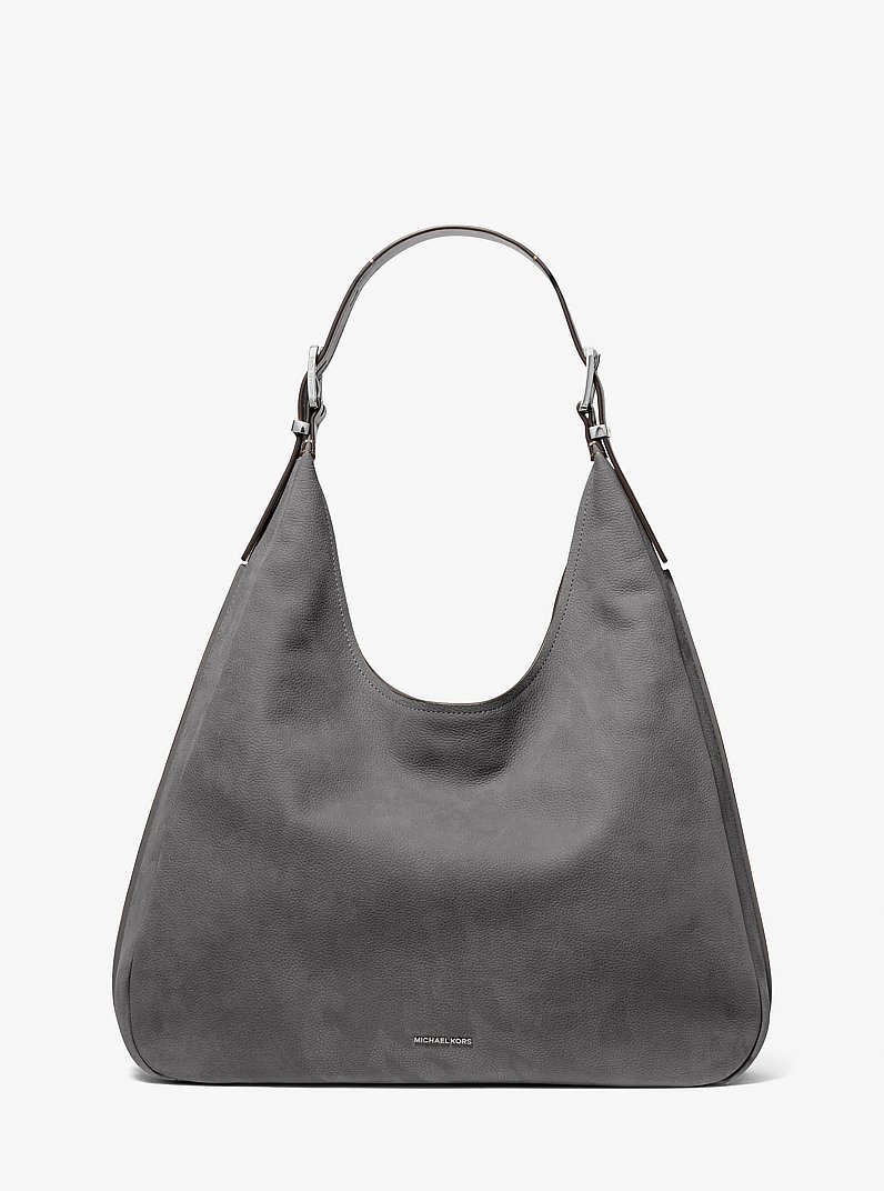 Nolita Large Nubuck Hobo Shoulder Bag in SLATE | Michael Kors