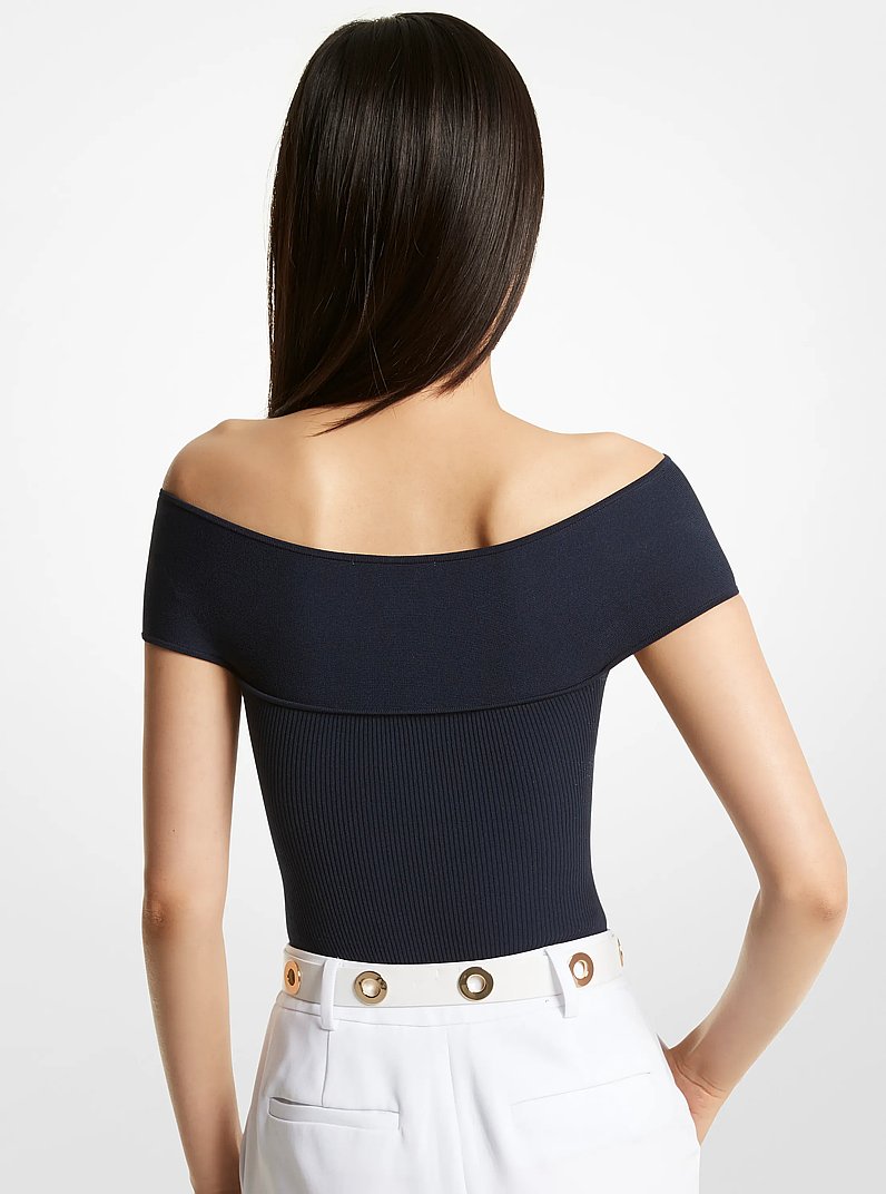 Bodysuit van geribd stretchbreisel met gekruist detail