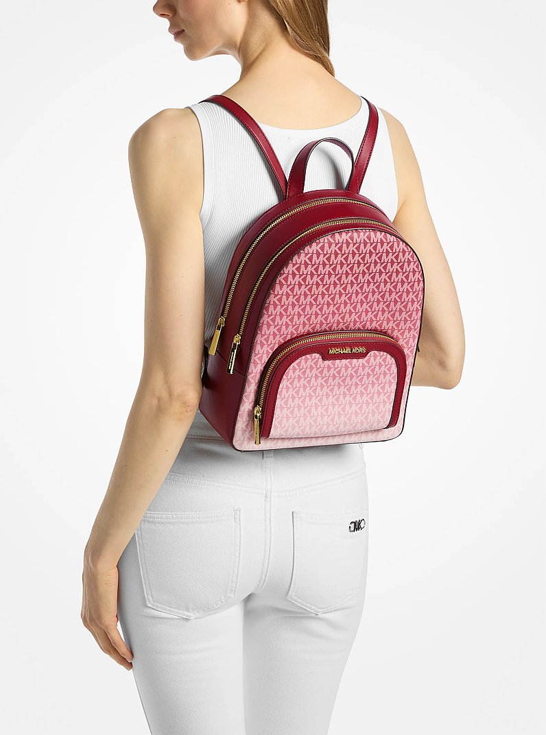 Jaycee Medium Ombr&eacute; Signature Logo Backpack in CHERRY | Michael Kors