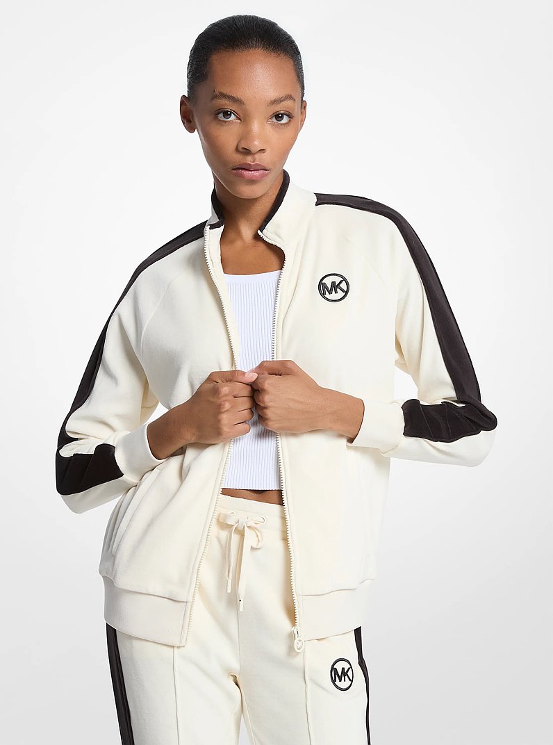 Striped Velour Zip-Up Jacket in BONE - Sale | Michael Kors Canada [CA]