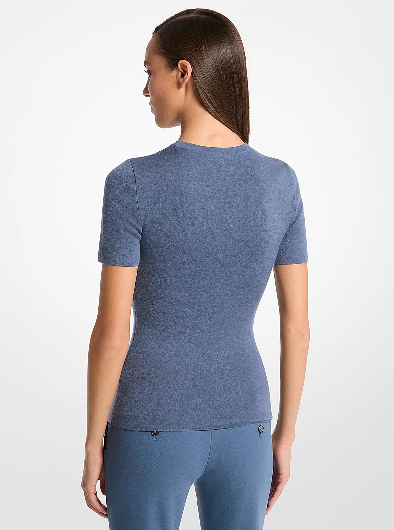 Cashmere Short-Sleeve Sweater in STEEL | Michael Kors
