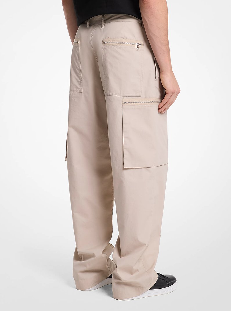 Pantalon cargo en popeline de coton &agrave; fermeture &eacute;clair in DUNE | Michael Kors