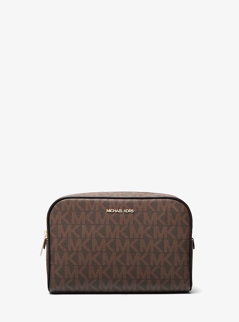Jet Set Travel Large Signature Logo 2-in-1 Pouch in BROWN/BLK 