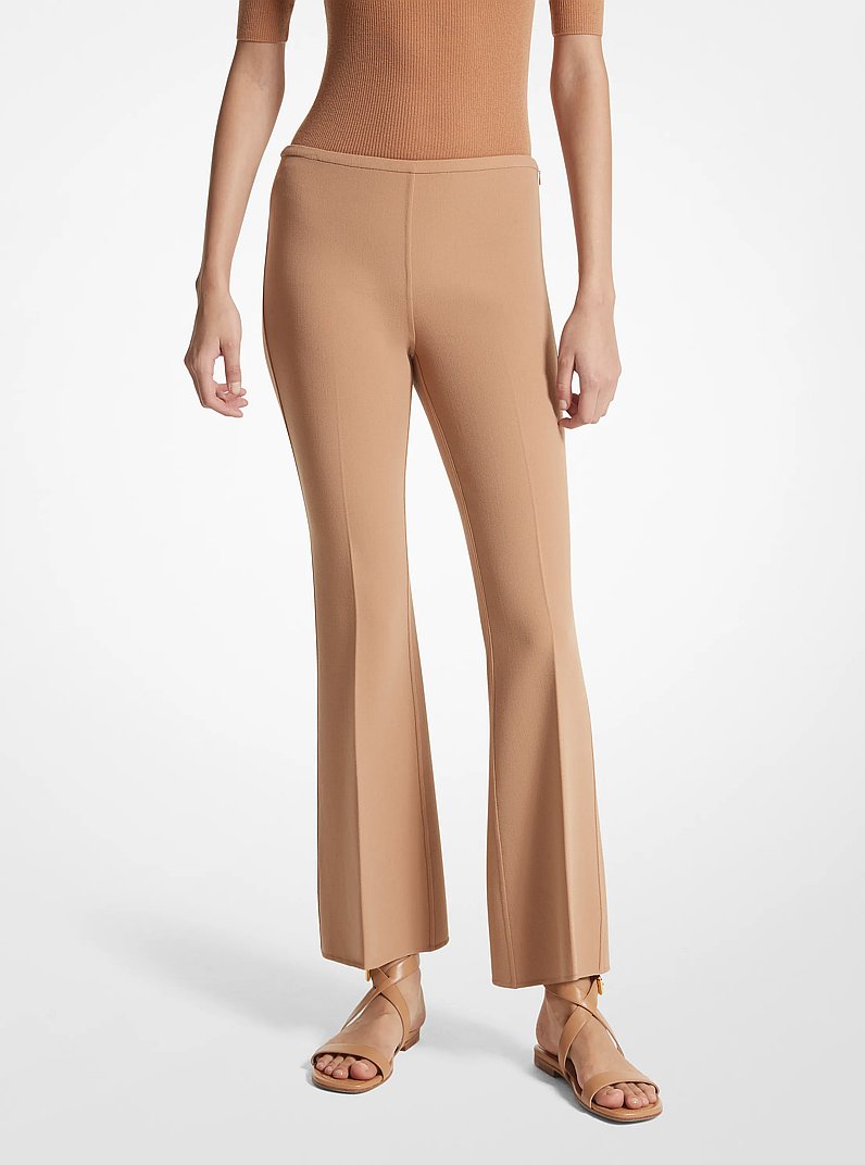 Double Faced Stretch Wool Cropped Pants in SUNTAN | Michael Kors