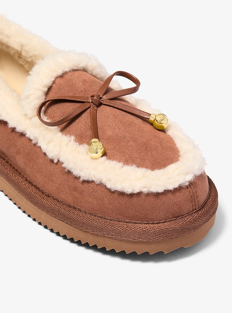 Jo Polyester Microsuede and Sherpa Moccasin  in LUGGAGE | Michael Kors