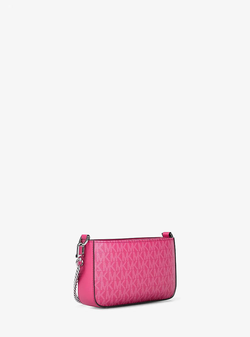 Wandelbare Pochette Bryant Small mit Signature-Logomuster in HIMBEERE | Michael Kors