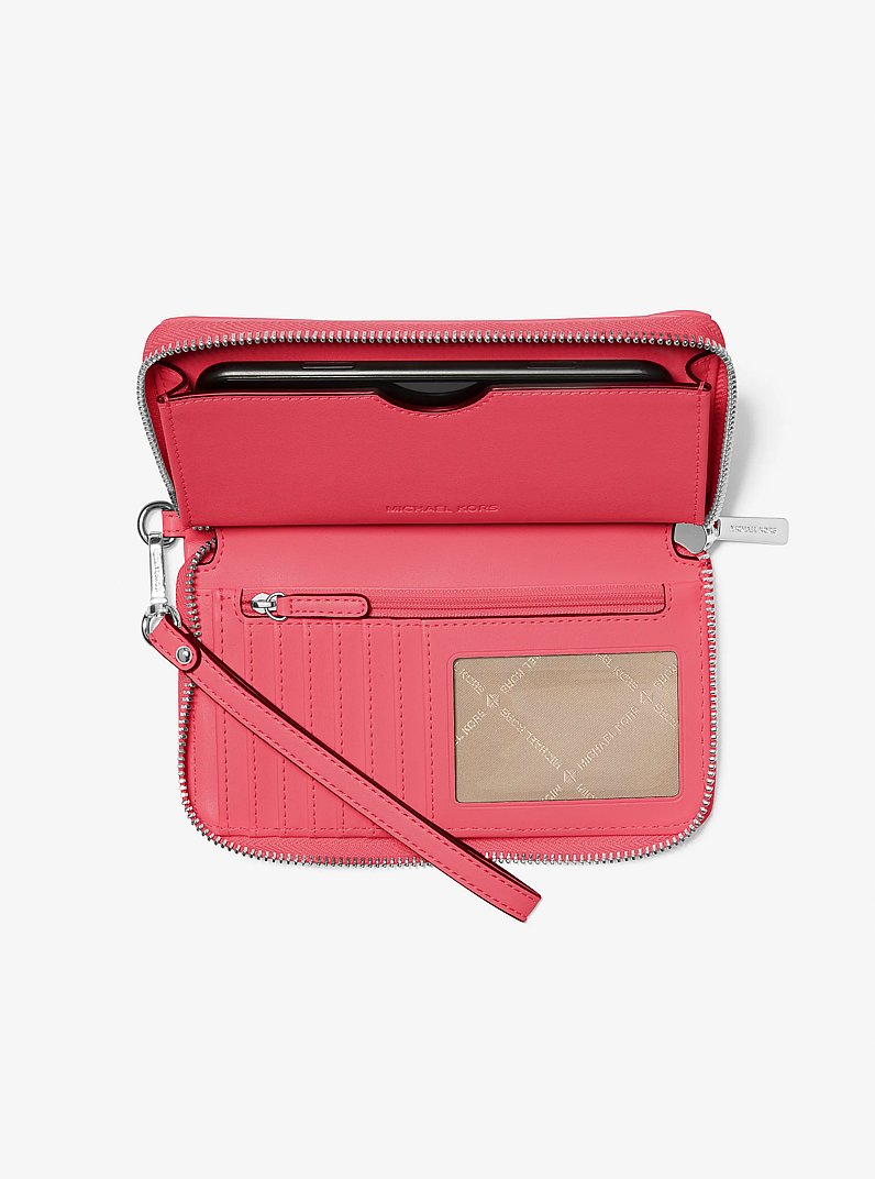 Jet Set Large Heart Embroidered Smartphone Wristlet in HIBISCUS | Michael Kors