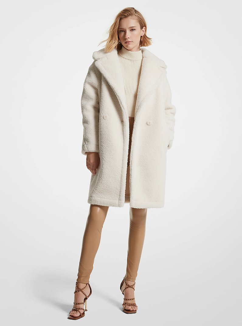 Sherpa Teddy Coat in BONE | Michael Kors