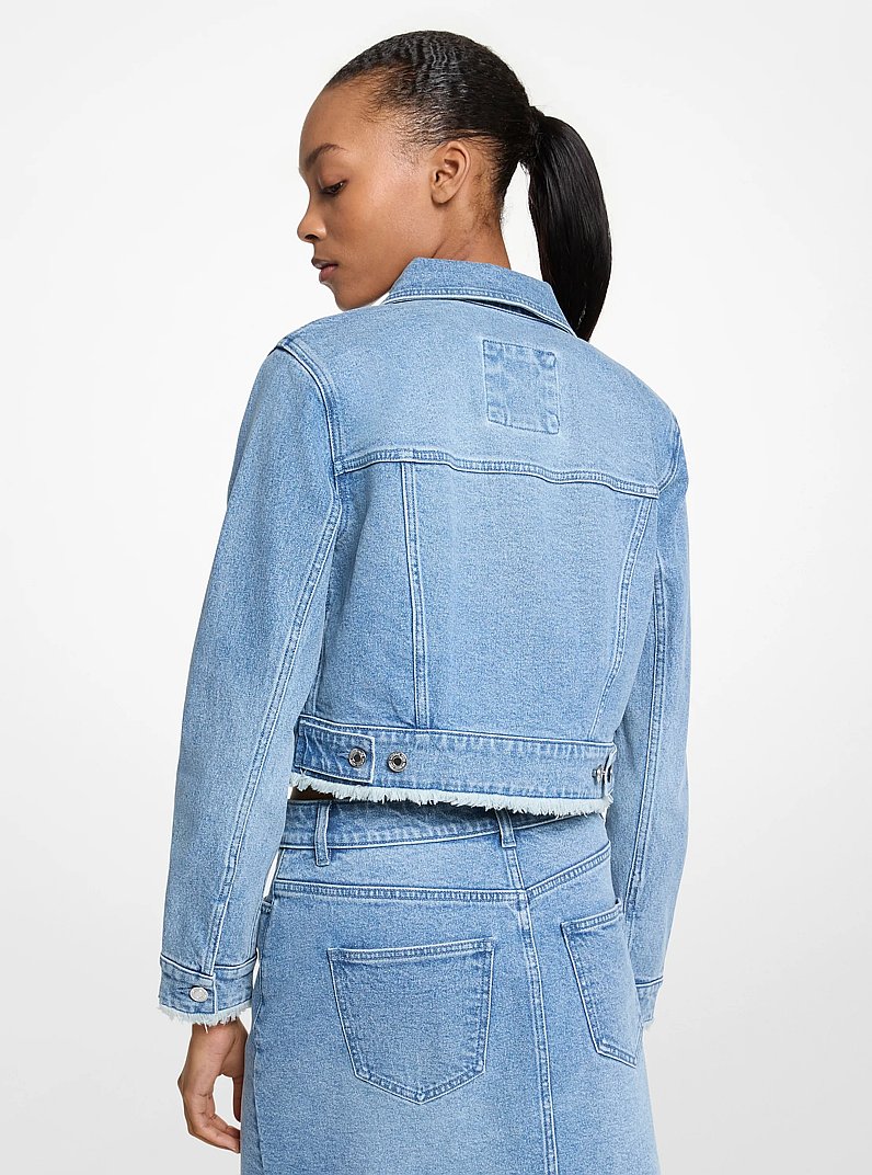 Chamarra corta de denim con borde deshilachado in AZUL &Aacute;NGEL LAVADO | Michael Kors