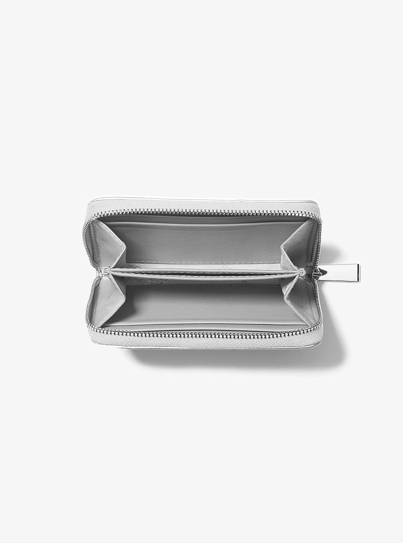 Kleine Brieftasche aus abgestepptem Leder in Metallic-Optik in SILBERTON | Michael Kors